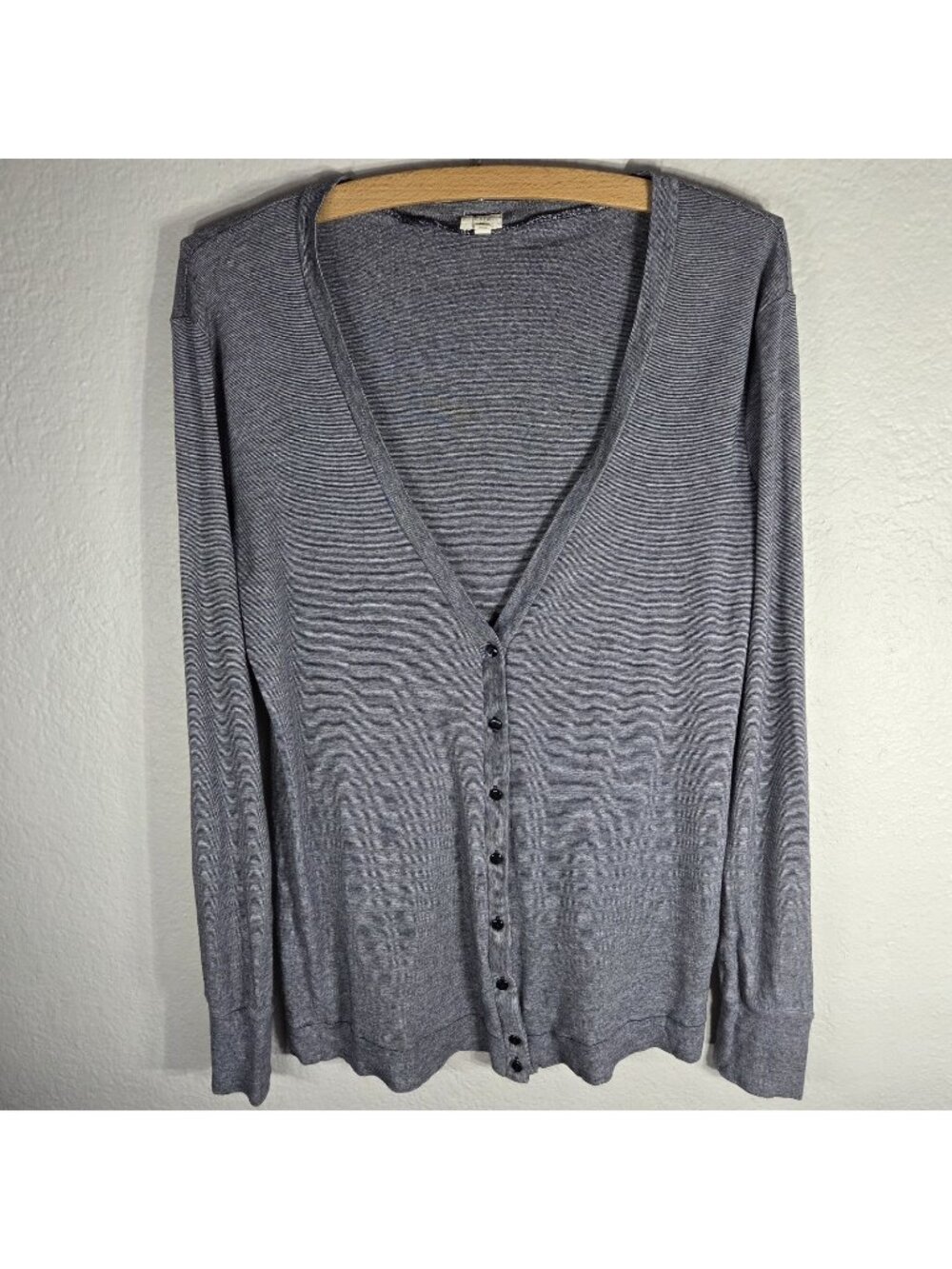 J Crew Sweater Cardigan Navy Blue Size L Cotton V-Neck Button Front